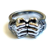 Mens MMA Fist Ring - Stainless Steel Power Solidarity Street Fighter Jewellery 