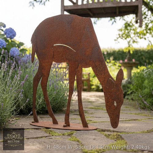 Rusty metal garden deer - garden,