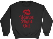 Funny Halloween Sweatshirt Mens Womens Vamps Night Out Lips Vampire Gift Jumper