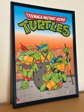 Vintage Teenage Mutant Hero Turtles Framed Picture TMNT Ninja Turtles 1990
