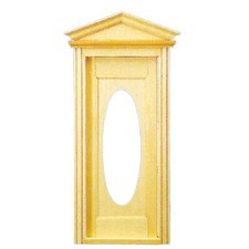 Dolls House Victorian Hooded Front Door with Oval Glass Pane DIY Wooden 1:12