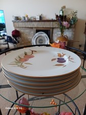 Royal Worcester Evesham Gold Dinner Plates, 10-inch, Set of 6 (1961)