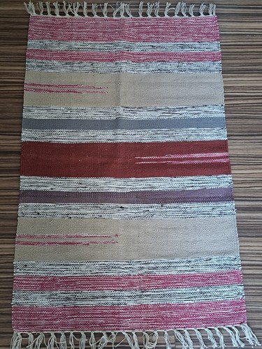 Handwoven striped flat weave - handwoven,