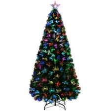 Pre Lit Christmas Tree Xmas Fibre Optic LED Lights Star 2ft 3ft 4ft 5ft 6ft 7ft