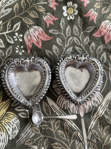 Pair antique heart plated - of,