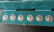 Sterling Silver Set Art Nouveau Buttons Levi & Salaman Birmingham 1901 .
