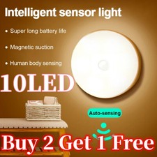 10LED USB Battery Motion Sensor Light Wireless PIR Wall Cabinet Stair Night Lamp