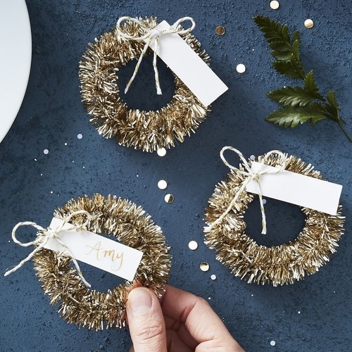 Wreath gold name cards pack - name, 4