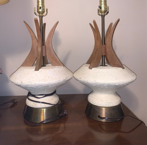 1950s mcm atomic teak wood - 1950s, and