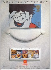 GB 1990 GREETINGS SMILES ROYAL MAIL COUNTER CARD POSTER STAND RMS390H