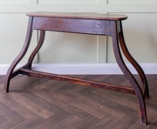 19thC. Splayed Leg Pitch Pine Church Organ Player Bench (Antique)