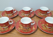 ETC Egyptian Turkish Co ESPRESSO SET GOLD PAINT Coffee Cups Saucers EGYPT Archer