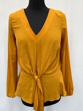 Blouse Yessica C&A size 6/8 mustard long sleeves polyester womens