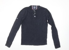 Superdry Men's Blue Long Sleeve Henley T-Shirt Size S