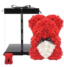 Red white rose teddy - white, gift