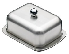 MasterClass Stainless Steel Double-Walled Insulated Butter Dish with Lid, Silver
