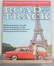 Road & Track Sept.'63: BMW, Cooper and Brabham F-1 Car Cutaway Drawings, Sunbeam