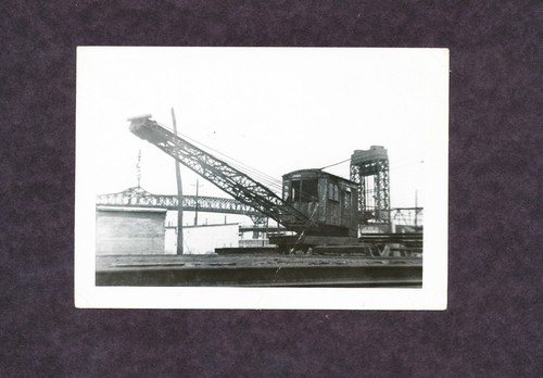 Railroad crane vintage b - railroad, b&w