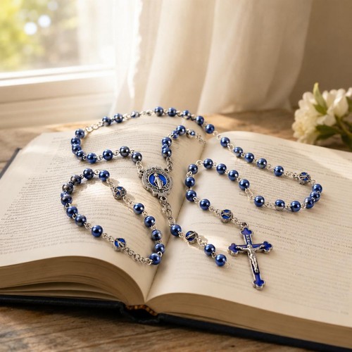 Blue catholic rosary prayer - blue,