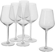 Wine Glasses Set of 6 Clear Glass 37cl for Red White Rose or Dessert Wine Use