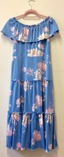 1970s Sky Blue Floral Tiered