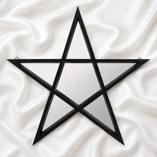 Black framed pentagram mirror - black,