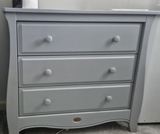 Boori Cot Bed With Matress And 3 Drawers Chest for Nursery (Pale Grey)