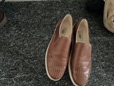 Womens Uggs Brown Leather Flat Loafers Size 6.5