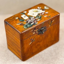 Antique Sorrento Ware Playing card Box inlaid Hand Painted