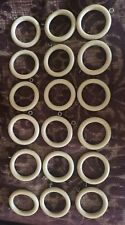 Light Wood Wooden Curtain Rings with Eyes Hooks x 18