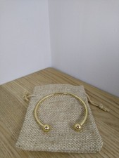 gold  Plated Open Bangle Bracelet with Ball Screw Ends Adjustable Cuff New