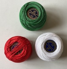 DMC 80 thread Special Dentelles Cotton Colours B520 701 999 Red White Green Xmas