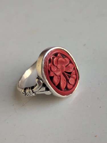 Vintage carved cinnabar - carved,