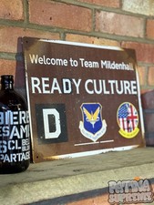 USAF Mildenhall RAF Air Force Base Sign Rusty Weathered Worn Military USA