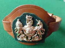 British Army Staybrite WO1 Royal Arms Rank Badge and Leather Wrist Strap