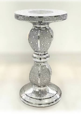 Silver mosaic side table - silver,