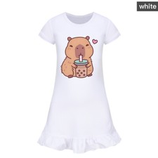 Kids Girls Capybara Sleepwear Dress Kids Pyjamas Nightdress Nightwear Skirt 2-9Y