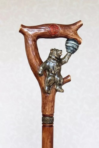 Wooden walking stick hand