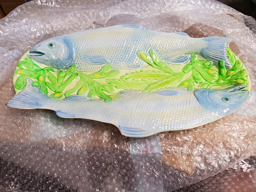 Ceramic fish platter oval - ceramic,