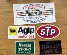 Motoring Advertising Stickers. Original 1970/90s.Champion,Agip, STP, Johnson