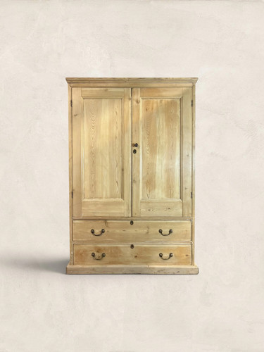 Antique english pine wardrobe - english,