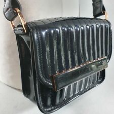 TED BAKER Satchel Crossbody Messenger Bag Faux Patent Leather PVC Logo Shoulder