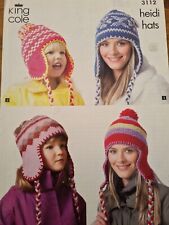 Heidi hats toddler child adult Aran DK and chunky vintage knitting pattern