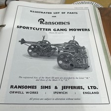 Ransomes Sportscutter gang mowers marks 3 & 4 Mowers Parts List- 8 pages