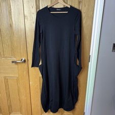 Mama B Veve Black Jersey Cocoon Balloon Dress Long Sleeve Medium M Pockets Maxi