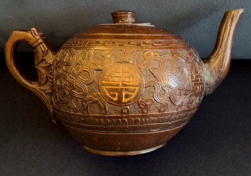 Antique chinese carved coconut - antique,
