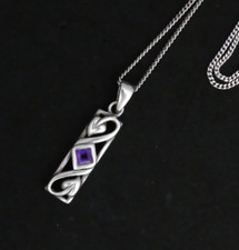 VINTAGE Silver 925 Silver Chain Renee Mackintosh Design Amethyst Floral PENDANT