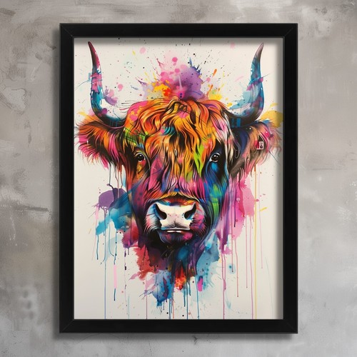 Colourful highland cow - colourful,