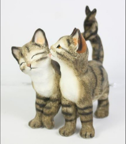 Tabby twin kittens figurine - tabby,