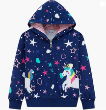 Girls Unicorn Zip Up Hoodie